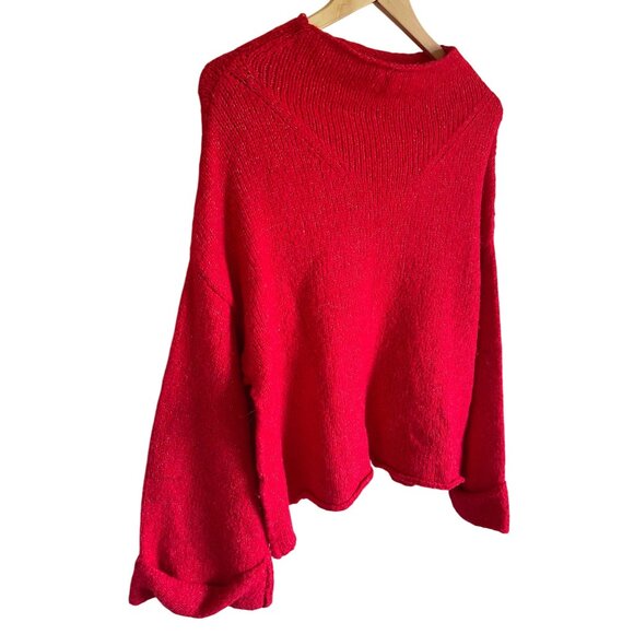 Anthropologie Moth Orange Alpaca Blend Mock Neck Oversized Tunic Sweater Pullove - Picture 3 of 8